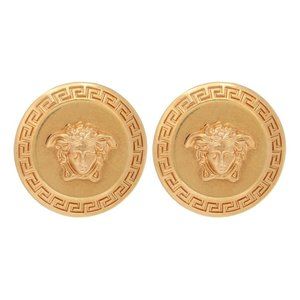 Versace Gold Tone Large Medusa Stud Earrings